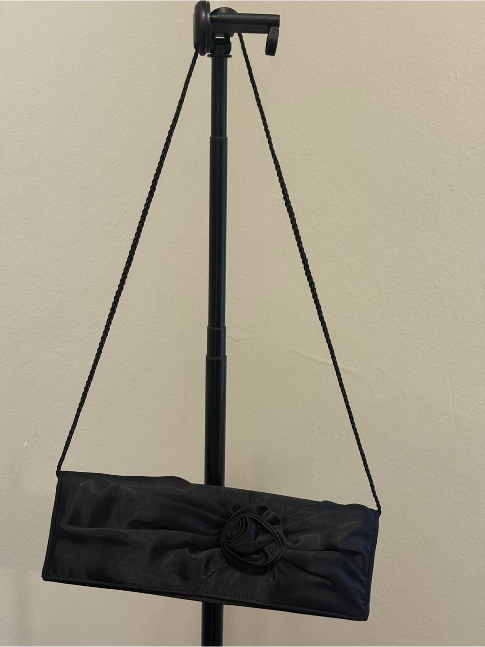 Apt. 9 Black Satin Evening Clutch with Rosette